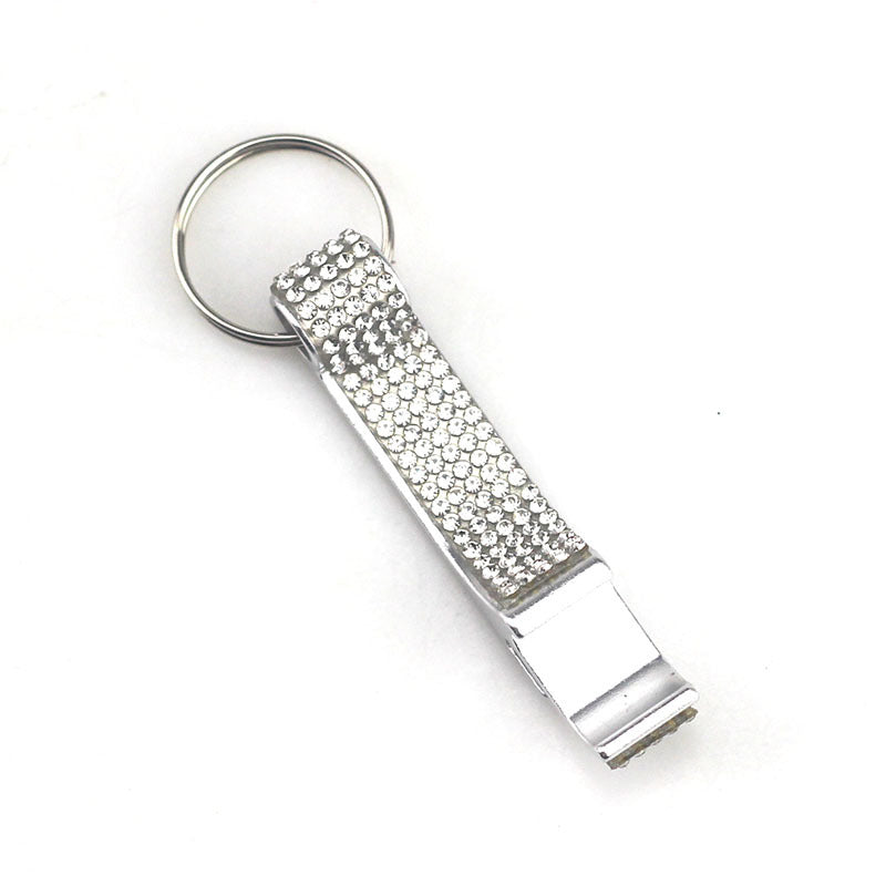 Wholesale Aluminum Alloy Diamond Inlaid Bottle Opener Key Chain
